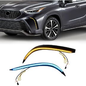 Tri-Colors Daytime Running Light For Toyota Highlander XSE 2021 2022 Front Bumper LED Fog Light with Dynamic Sequential Turn Signal