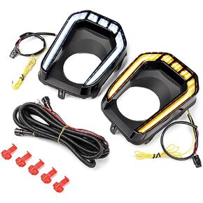 Astra Depot Compatible for 2016-2023 Toyota Tacoma LED DRL Daytime Running Light Dynamic Turn Signal Lamp + Fog Light Bezel TO1039195 5212704020 TO1038195 5212804020
