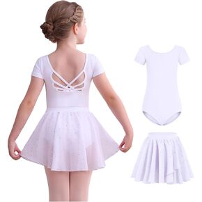MDNMD Girls Ballet Pallet Skirt Tables Combo Toddler Ballerina Dance Vresses Wound Fruft Admovable Soft with Short Sereve
