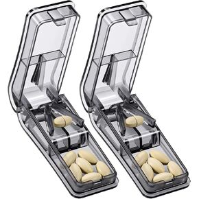 2PCS Pill Cutter for Small and Tiny Pills, Professional Pill Splitter for Cutting Small Pills or Large Pills in Half - Brown