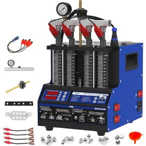 BELEY Fuel Injector Cleaner Tester Kit 110V Diesel & Gasoline Heated Injection System with 9 Auto Test Modes Injector Cleaner Machine 4 Cylinder Compatible Cars & Motorcycles (V308)
