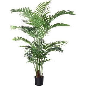 Fopamtri Artificial Areca Palm Plant 5 Feet Fake Palm Tree with 17 Trunks Faux Tree for Indoor Outdoor Modern Decoration Dypsis Lutescens Plants in Pot for Home Office (Set of 2)