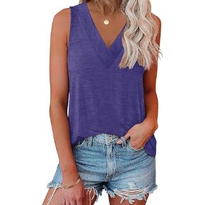 Women V Neck Tank Tops Summer Sleeveless Tunic Casual Basic Shirts True Classic Tees Cute Trendy Clothes