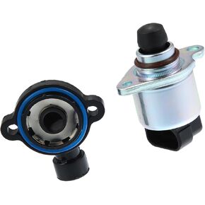 Throttle Position Sensor and Fuel Injection Idle Air Control Valve Set, for Chevrolet, Plastic Metal, 17113578 17113625, Black Silver Tone, 1 Set Replacement Car Parts
