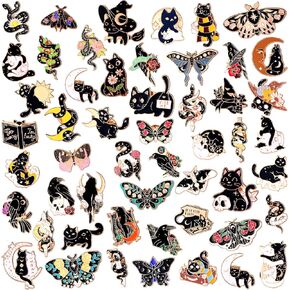 Ceenna 100 pcs دبابيس المينا الأسود القوطية القوطية الفراشة الثعابين غراب صفراء الظهر دبابيس الظهر عتيقة لطيف هدية emo مضحكة لأكياس الملابس سترات النساء الرجال