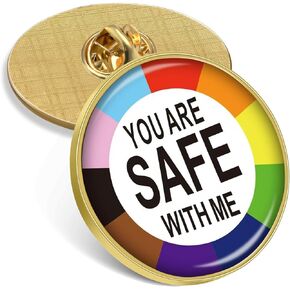 2/10/50/100pcs أنت آمن معي كبرياء دبابيس صدر السترة -LGBT المتحولين جنسياً قوس قزح مثلي الجنس مثلي الجنس شارة دبوس الدبوس للرجال للرجال أكياس الملابس القبعات هدية