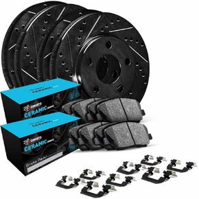R1 Concepts Front and Rear Brakes and Rotors| Hardware Included| Front and Rear Ceramic Brake Pads and Rotors Kit| Fits 2018-2022 Volkswagen Atlas