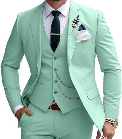 Mens Suits Slim Fit 3 Piece Business Wedding Tuxedo Jacket Vest Pants Suit Set in Saudi Arabia