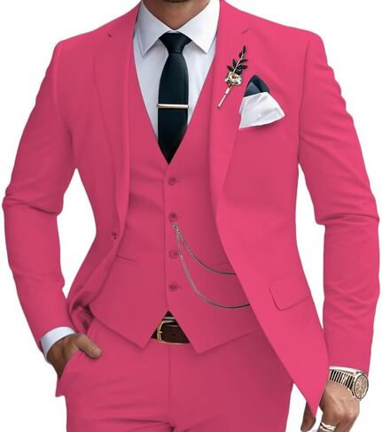 Mens Suits Slim Fit 3 Piece Business Wedding Tuxedo Jacket Vest Pants Suit Set in Saudi Arabia