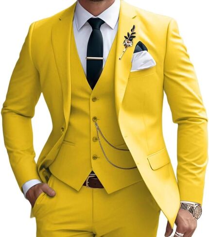 Mens Suits Slim Fit 3 Piece Business Wedding Tuxedo Jacket Vest Pants Suit Set in Saudi Arabia