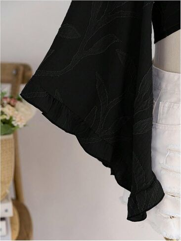 Women's Floral 70s Top Hippie Shirt Bow Tie Front Disco Deep V Ruffle Blouse in Kuwait