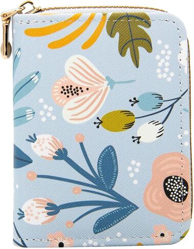 LJCZKA Credit Card Holder for Women Girls Small Card Case Short Flower Cute Accordion Organizer Coin Purse with Zipper (Daisy) in Saudi Arabia