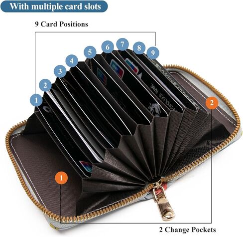 LJCZKA Credit Card Holder for Women Girls Small Card Case Short Flower Cute Accordion Organizer Coin Purse with Zipper (Daisy) in Saudi Arabia