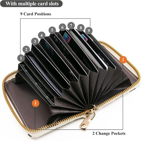 LJCZKA Credit Card Holder for Women Girls Small Card Case Short Flower Cute Accordion Organizer Coin Purse with Zipper (Daisy) in Saudi Arabia