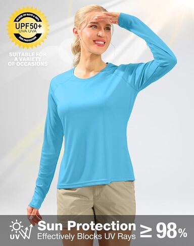 Women's UPF 50+ Sun Shirts Long Sleeve UV Protection Rash Guard Lightweight Quick Dry Workout Hiking Tops for Women in Saudi Arabia