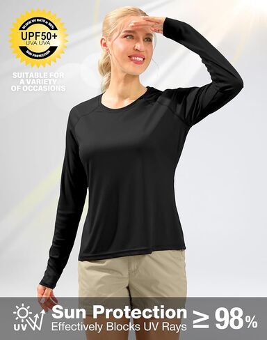Women's UPF 50+ Sun Shirts Long Sleeve UV Protection Rash Guard Lightweight Quick Dry Workout Hiking Tops for Women in Saudi Arabia