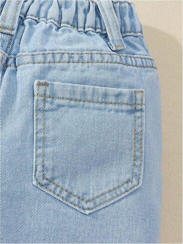 Verdusa Toddler Girl's Coquette Bowknot Ripped Jeans Distressed Denim Shorts with Pockets in Saudi Arabia
