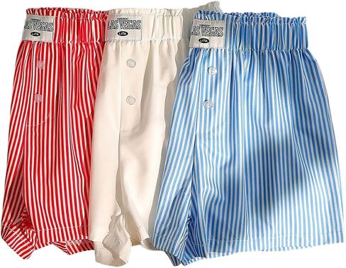 Floerns Girl's 3 Pieces Casual Striped Print Elastic Waist Comfy Summer Shorts in Saudi Arabia