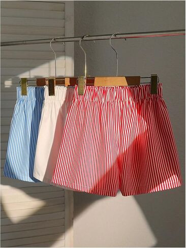 Floerns Girl's 3 Pieces Casual Striped Print Elastic Waist Comfy Summer Shorts in Saudi Arabia