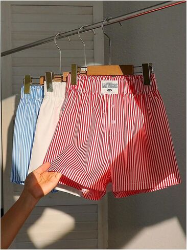 Floerns Girl's 3 Pieces Casual Striped Print Elastic Waist Comfy Summer Shorts in Saudi Arabia