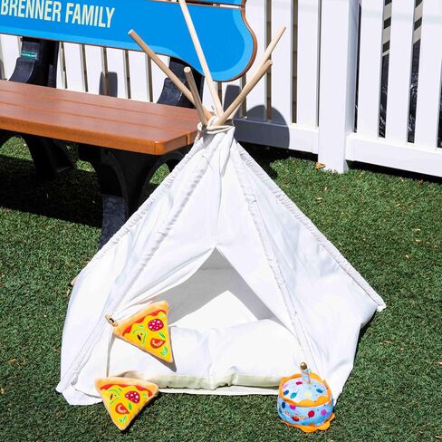 Pet Teepee with Soft Cushion for Dogs, Cats, Rabbits and Puppies, Portable Pet Tent, White Dog Tent. Pet House with Bed, Washable Dog Teepee, Portable Dog House (White) in Kuwait
