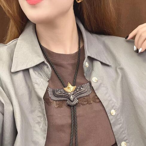Vintage Bolo Tie for Men Women Western Cowboy Leather Necktie Handmade Bolotie Cowboy Bola Tie in Kuwait