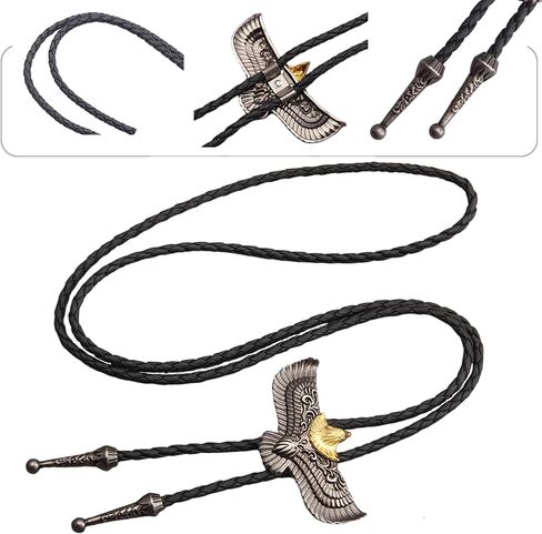 Vintage Bolo Tie for Men Women Western Cowboy Leather Necktie Handmade Bolotie Cowboy Bola Tie in Kuwait