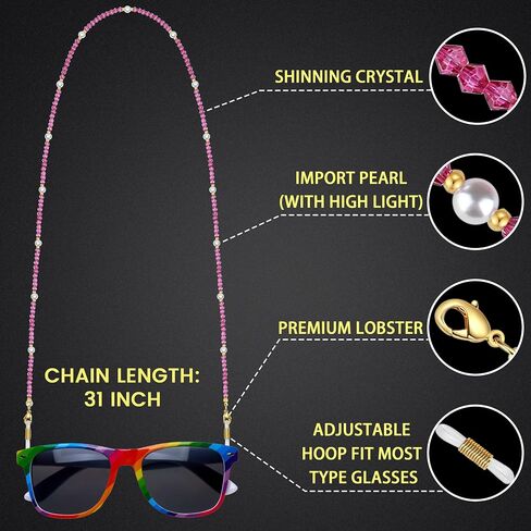 Crystal Beaded Glasses Chain-Sunglass Lanyards for Women and Teen-Girl-Stylish Glasses Accessories in Saudi Arabia