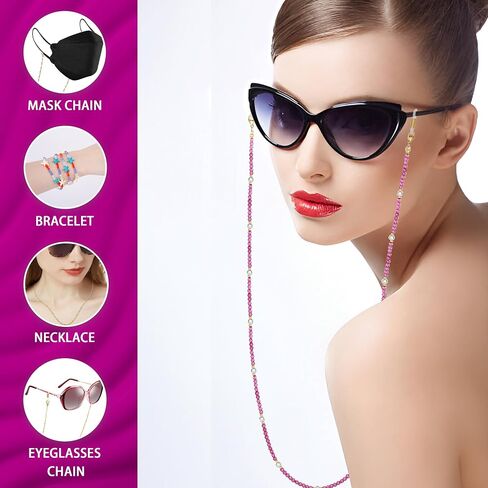Crystal Beaded Glasses Chain-Sunglass Lanyards for Women and Teen-Girl-Stylish Glasses Accessories in Saudi Arabia