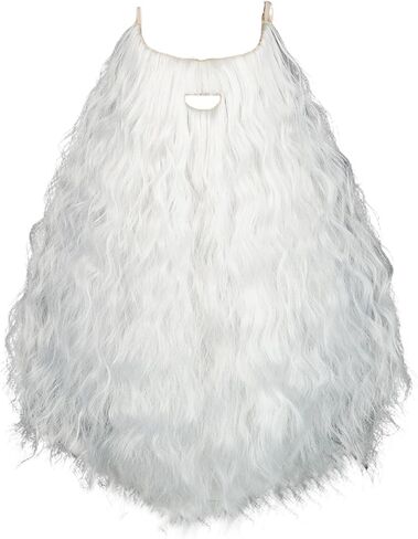 Aicos Grey Fake Beard for Men Long Curly Mustache for Halloween Party in Saudi Arabia