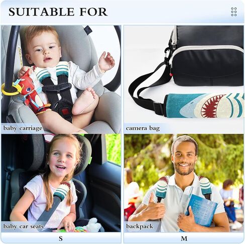 2 PCS Soft Auto Seat Belt Cover Seatbelt Shoulder Pads for Comfortable Driving Neck Cushion Protector Shark Tooth Jaws Car Accessories Compatible with All Cars and Backpack Black in Saudi Arabia