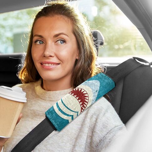 2 PCS Soft Auto Seat Belt Cover Seatbelt Shoulder Pads for Comfortable Driving Neck Cushion Protector Shark Tooth Jaws Car Accessories Compatible with All Cars and Backpack Black in Saudi Arabia