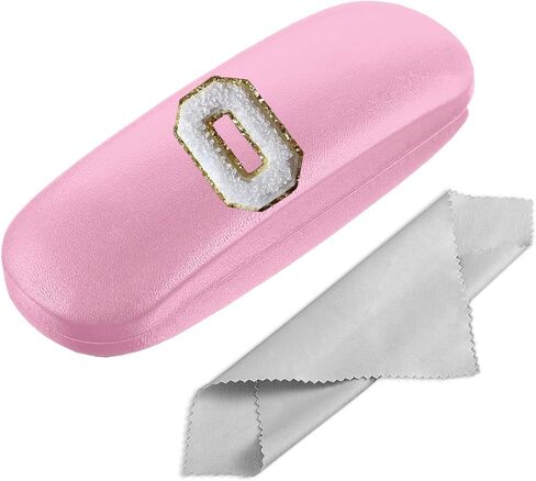 Eyeglasses Case Hard Shell, Reading Glasses Case with Cleaning Cloth, Pink Initial Letter for Men Women Girls Kids in Saudi Arabia