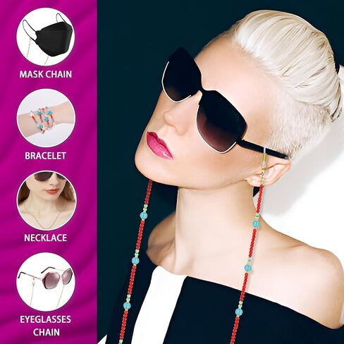 Crystal Beaded Glasses Chain-Sunglass Lanyards for Women and Teen-Girl-Stylish Glasses Accessories in Saudi Arabia
