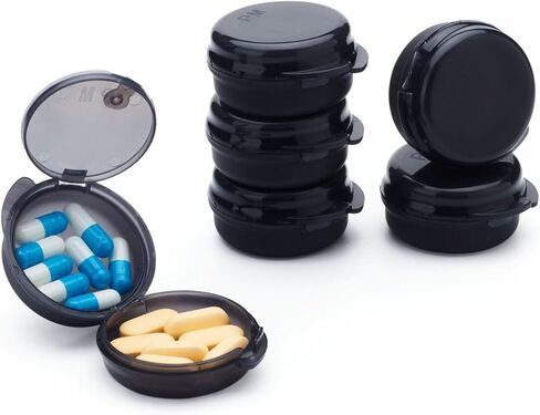 Small Pill Case for Purse & Pocket, Double-Layer Pill Box, Portable Medicine Organizer Travel Pillbox, Cute Pill Container Holder,Multifunctional Mini Storage Box (Black) in Kuwait