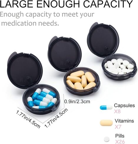 Small Pill Case for Purse & Pocket, Double-Layer Pill Box, Portable Medicine Organizer Travel Pillbox, Cute Pill Container Holder,Multifunctional Mini Storage Box (Black) in Kuwait
