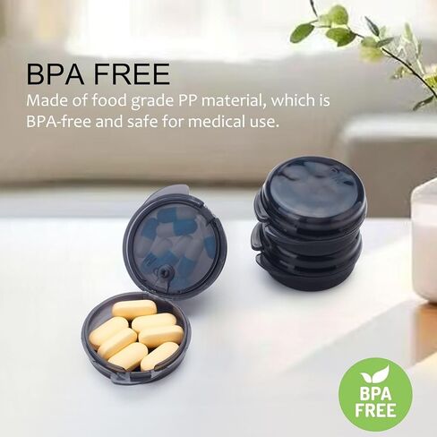 Small Pill Case for Purse & Pocket, Double-Layer Pill Box, Portable Medicine Organizer Travel Pillbox, Cute Pill Container Holder,Multifunctional Mini Storage Box (Black) in Kuwait