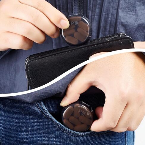 Small Pill Case for Purse & Pocket, Double-Layer Pill Box, Portable Medicine Organizer Travel Pillbox, Cute Pill Container Holder,Multifunctional Mini Storage Box (Black) in Kuwait