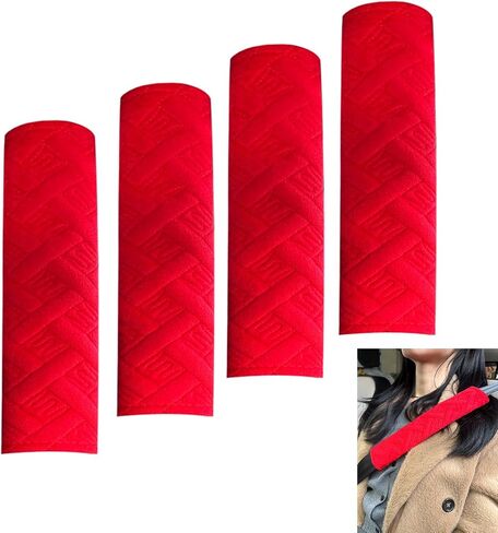 4 Pack Soft Car Seat Belt Cover Seat Belt Shoulder Pad(10.3'' X 2.3'') with Velcro Adjustable Plush Shoulder Strap Suitable for All Cars and Backpacks.(Black) in Saudi Arabia