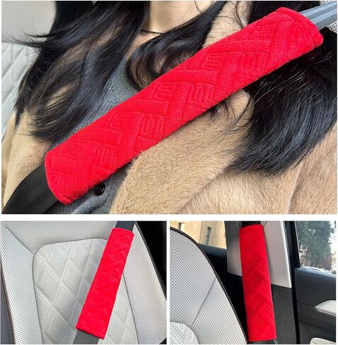 4 Pack Soft Car Seat Belt Cover Seat Belt Shoulder Pad(10.3'' X 2.3'') with Velcro Adjustable Plush Shoulder Strap Suitable for All Cars and Backpacks.(Black) in Saudi Arabia