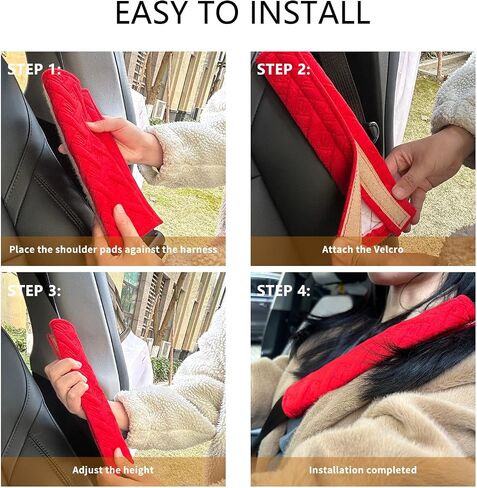 4 Pack Soft Car Seat Belt Cover Seat Belt Shoulder Pad(10.3'' X 2.3'') with Velcro Adjustable Plush Shoulder Strap Suitable for All Cars and Backpacks.(Black) in Saudi Arabia