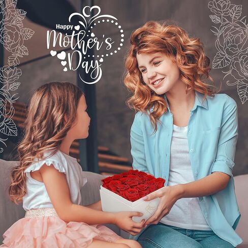 الورود المحفوظة في صندوق - هدايا لها ، زوجة وأمي ، زهور الورد إلى الأبد ديكور هدية عيد ميلاد ، احصل على باقة زهرة جيدة في صندوق أبيض مع غطاء - أحمر - 16 قطعة in Kuwait