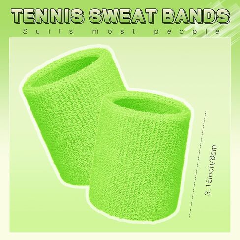 60 Pcs Wristband Bulk Sweatbands Neon 80s Sports Tennis Wristband Thick Cotton Gymnastics Adult Sweat Band Absorbent Sweatband for Men Women Party Supply Basketball Football 30 Pair in Saudi Arabia