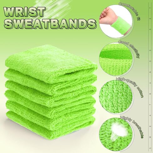 60 Pcs Wristband Bulk Sweatbands Neon 80s Sports Tennis Wristband Thick Cotton Gymnastics Adult Sweat Band Absorbent Sweatband for Men Women Party Supply Basketball Football 30 Pair in Saudi Arabia
