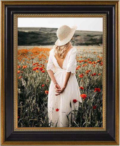 Space Art Deco, 11x14 Picture Frame without Mat for 11x14 Photo, High Definition Real Glass Wall Display (Ornate Gold/Black, 1-Pack) in Saudi Arabia