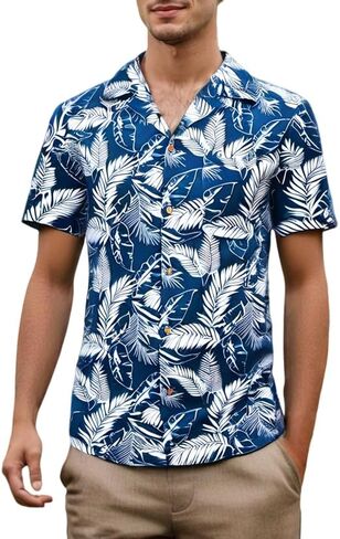 Men's Hawaiian Shirt Short Sleeves Printed Casual Button Down Funky Summer Tropical Holiday Beach Male Shirts in Saudi Arabia