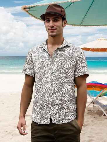 Men's Hawaiian Shirt Short Sleeves Printed Casual Button Down Funky Summer Tropical Holiday Beach Male Shirts in Saudi Arabia