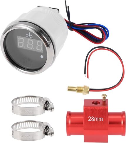 1.10" Universal Digital Water Temperature Gauge Kit with Red Joint Pipe Radiator Sensor Adaptor 100-300F - DC 12V Automotive LED Display in Saudi Arabia