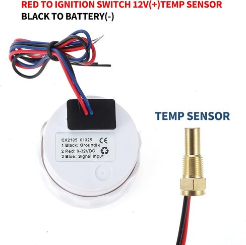 1.10" Universal Digital Water Temperature Gauge Kit with Red Joint Pipe Radiator Sensor Adaptor 100-300F - DC 12V Automotive LED Display in Saudi Arabia