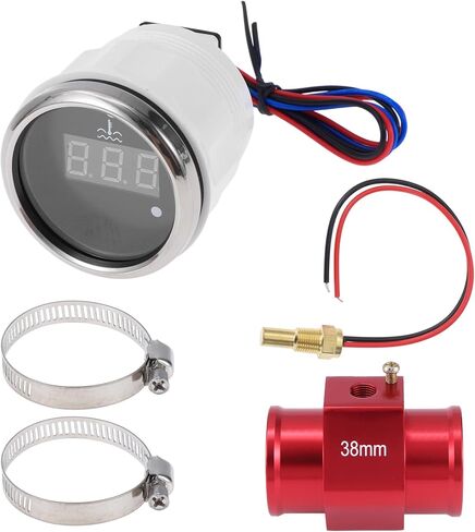 1.10" Universal Digital Water Temperature Gauge Kit with Red Joint Pipe Radiator Sensor Adaptor 100-300F - DC 12V Automotive LED Display in Saudi Arabia